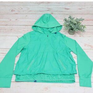Avia Windbreaker Women's Neon Green Full Zip Long Sleeve Pocket Hooded (G24)